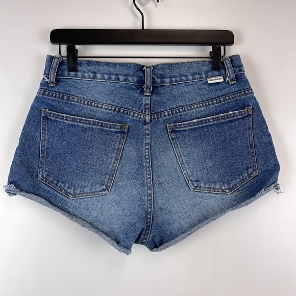 Billabong (27) High Rise Cut Off Denim Shorts Blue - Picture 4 of 9